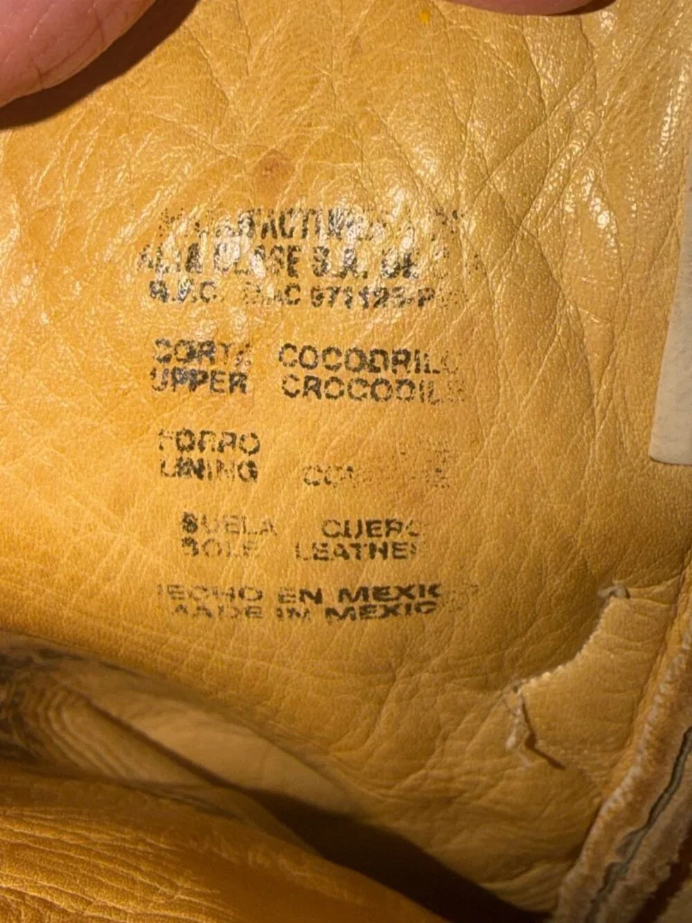 Corral Mens 10.5 EE Genuine Caiman Crocodile Leather Western Cowboy Boots Bone